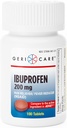 GeriCare Ibuprofen 200mg Reliever of Pain and Fever Reducer - Tabletki na ból głowy, przeziębienie, ból zęba i ból stawów 100