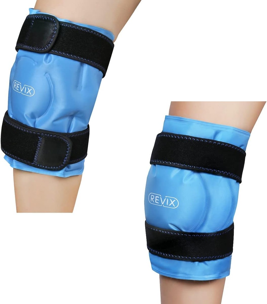 REFIX Ice Pack pour les blessures aux jambes et soulagement de la douleur au genou - Gel réutilisable Enveloppe glacée autour du genou entier après chirurgie