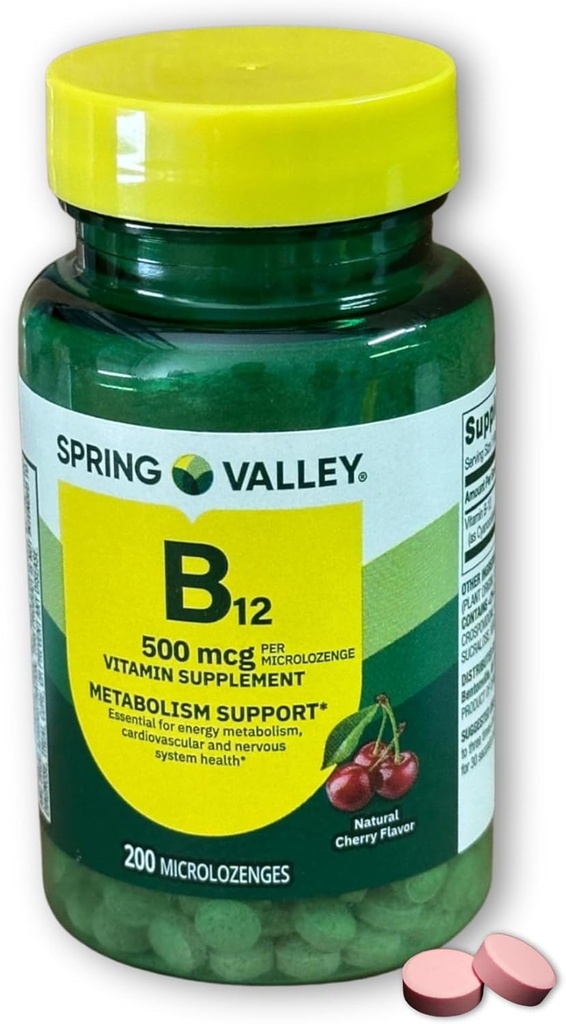 B12 500mcg Sublingual- Cherry Flavor 200 ct (Pack of 1)