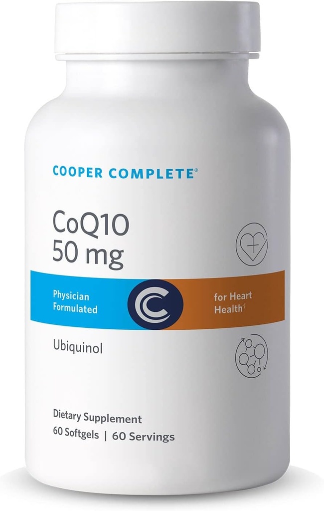 Cooper Complete - CoQ10 50 mg - Copenzyme10 Ubiquinol papildinājums - 60 softgels katrā pudelē. Iepakojumā 2 flakoni