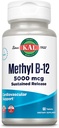 KAL ויטמין B12 Methyhydrobalamin 5000mcg, אנרגיה בריאה, Metabolism, Nerve & Red Blood Cell Support, * Fast Dissolve Activ Melts, Optimal Absorption, Natural Raspberry Flavor, 90 משרתים, 90 מיקרו טאבס