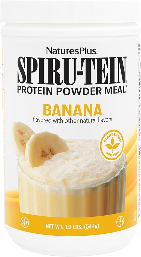 Natures Plus SPIRU-TEIN, Banana - 1,2 lbs - Rastlinný proteín Shake - Non-GMO, Vegetarián, Gluten Free - 16 Servings