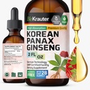 BIO KRAUTER® Ginseng Supplement - Pure Vegan Liquid Drops Korean Red Ginseng 696 mg per Serving 2 Fl.Oz 28-Day Supply - Used for Energy, Focus, Performance & Immune Support - Alcohol & Sugar Free
