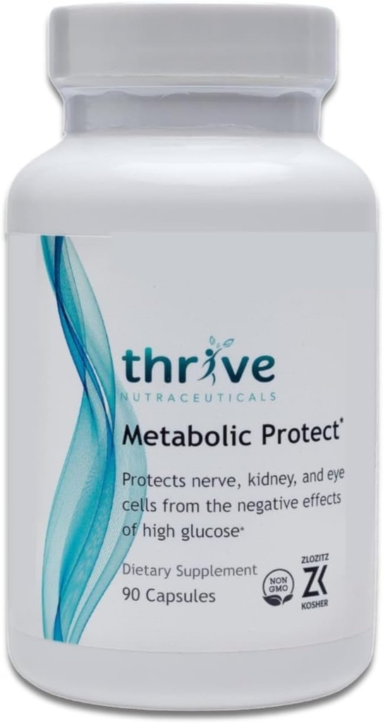 Metabolic Protect ® przez Thrive Nutraceuticals 90 Kapsułki Chroni Nerve, Nerki, i komórki oka z wysokich skutków glukozy Suplement diety Non-GMO, Kosher, Zlozitz