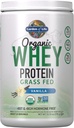 Garden of Life Grass Fed Whey Protein Powder Vanilla - 21g Proteína para Mulleres e Homes + Probióticos - 12 porcións - Gluten Free, Non GMO, Kosher, Humane, RBST & rBGH hormona libre