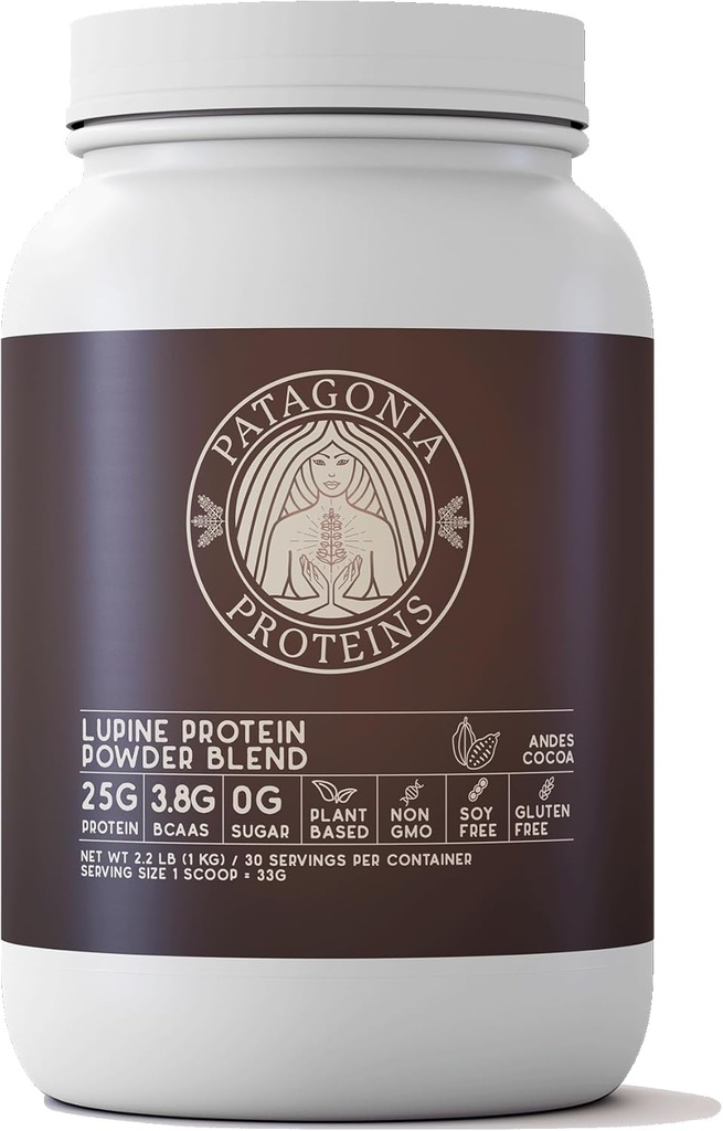 Vegan protein Patagonia, 25g, 110 Cal, 3.8g BCAAs, Plant-Based, Non-GMO, Sugar Free, Soy Free, Gluten Free (Vees Cocoa, 30 hizmet)