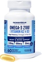 Omega-3 2100 profesional Oceanblue Professional dengan Vitamin K2 dan Vitamin D3-60 Count - Triple Kekuatan Oil Burpless - 3 Tambahan dengan EPA, DHA & DPA