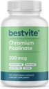 BestVITE Chromium Picolinate 200mcg (250 קפסולות צמחוניות) - No Stearates - No Dicalcium Phosphate - טבעוני - Gluten Free - Non-GMO
