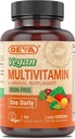 DEVA Vegan Iron-Free Multivitamin & Mineral Supplement, Green Food Blend, Spirulina, Chlorella, Ashwagandha, Broccoli, 90 таблеток с покрытием