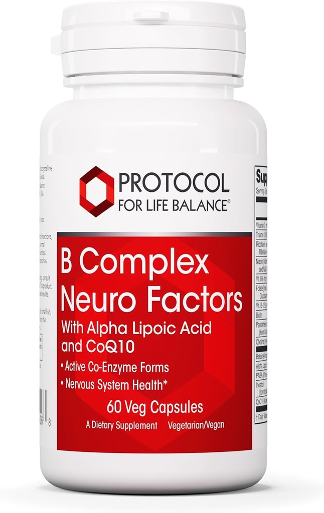 ProTOCOL for Life B Complex Neuro Factors - עם ויטמין C, Alpha-Lipoic Acid, CoQ10 ועוד - 60 Veg Caps