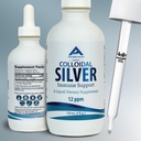 Nano Colloidal Silver Liquid for Immune Support, 12 PPM Deionized Silver, 4 Oz Butelka szklana z kroplomierzem pomiarowym, 24 Słupki