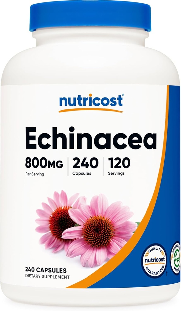 Nutricost Echinacea 800mg, 240 Kapseln - Vegetarische Kapseln, Non GMO, Glutenfrei, 120 Portionen