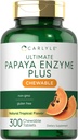 Carlyle Papaya Enzyme närimistabletid | Taimetoitlane, mitte-GMO, gluteenivaba valem | Troopiline maitse
