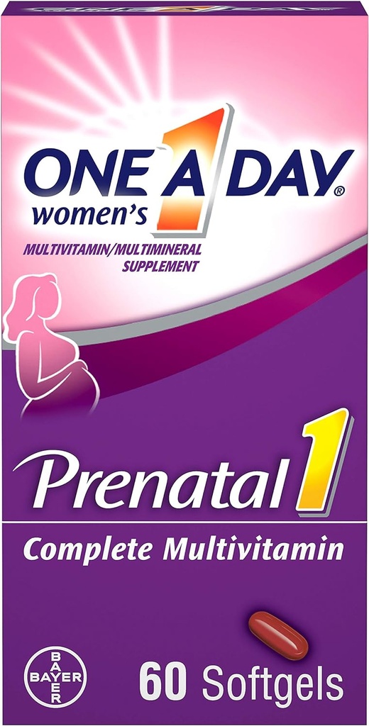 Bir Gün Qadın Prenatal 1 Multivitamin Vitamin A, Vitamin C, Vitamin D, B6, B12, Iron, Omega-3 DHA və daha çox, Tablet,Softgels, 60 Şərh - Əvvvəl dəstəkləndirilməsi, və Post Gecikmə