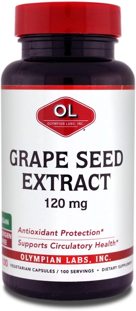 Olympian Labs Grape Seed Extract Cápsulas - 120 mg - 100 Cápsulas Diárias Suportando Saúde do Coração e Proteção Antioxidante