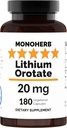 MONOHERB Litium Orotat 20 mg elementalt litium per kapsel - 180 vegetariske kapsler