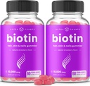 NutraChamps (2 Pack) Biotin Gummies 10 000mcg [High Potency] за здрава коса, кожа и нокти за възрастни и деца - 5000mcg във всеки Gumy Vitamin - Веган, Non-GMO, Pectin-based Hair Health Addition