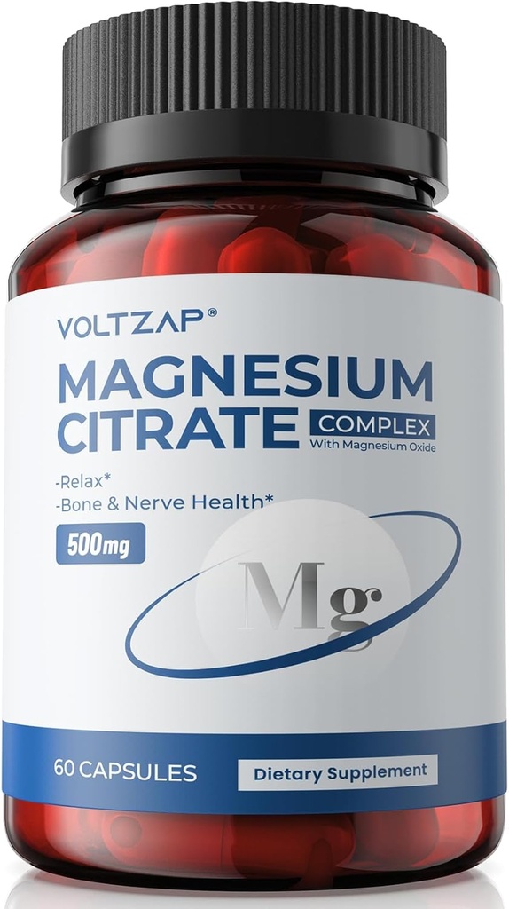 Magnesium Citrate Capsules 500mg Suplemen: untuk Pemasangan Sembelit & Kesehatan Mendukung Kompleks Elemen Magnesium Sangat Absorbable untuk Muscle & Dicontable Dukungan - Non-GMO & Gluten Bebas