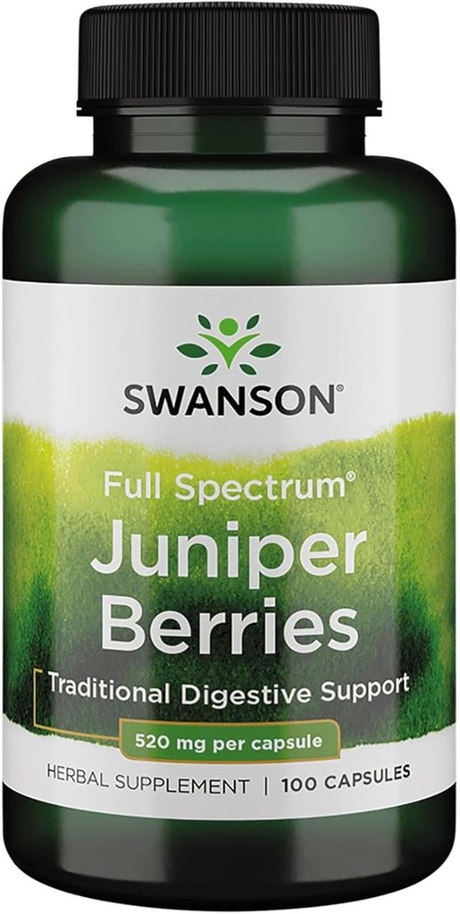 Swanson Juniper Berries Digestive Immune System Health Fiber Herbal Addition 520 mg 100 Capsules (Caps)