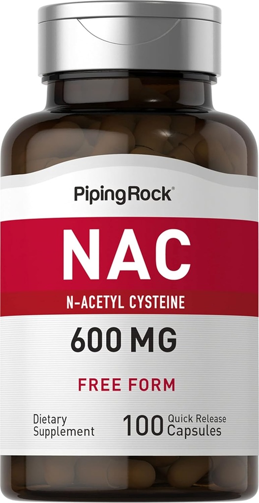 Piping Rock NAC Addition N- AcetylCysteine ® 124; 600mg ® 124; 100 kapsulių Bendrijoje 124; Free Form Pills ® 124; Non-GMO, Gluten Free Addition