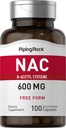 Piping Rock NAC 补充 N-Acetyl Cysteine → 600mg → 100 Capsules → 100 Capsules → Free Form Pills → Non-GMO, Gluten 免费补充