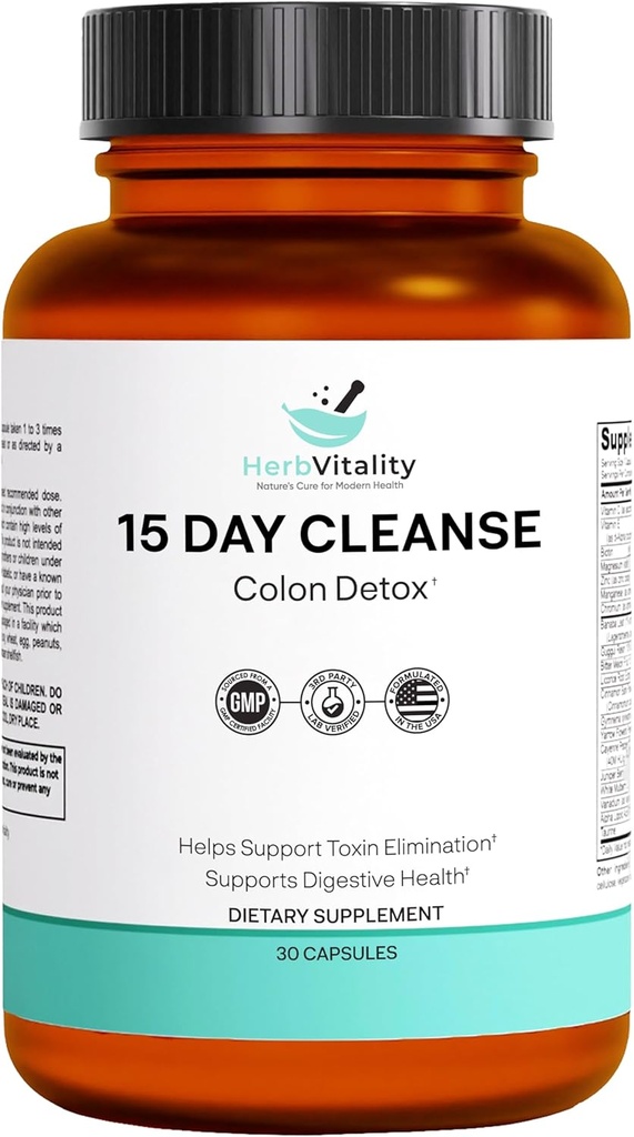 15-Day Colon Cleanse - Apoio á saúde Detox & Gut con probióticos, Aloe Vera, Licorice Root & Psyllium Husk - Apoio á saúde dixestiva, inmune e Kidney para homes e mulleres