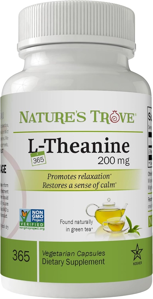 Natural 's Trove L- Theanine 200mg Super Value Size - 365 Kapsułki wegetariańskie
