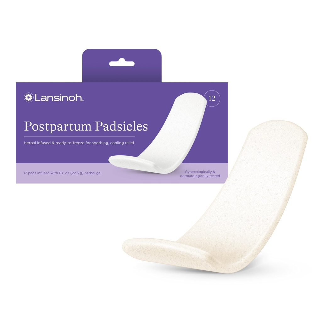 Lansinoh Postpartum Cooling Pads, Perineal Ice Packs, 12 Count, Witch Hazel Pads for Postpartum Care, Padsicles with Aloe Vera