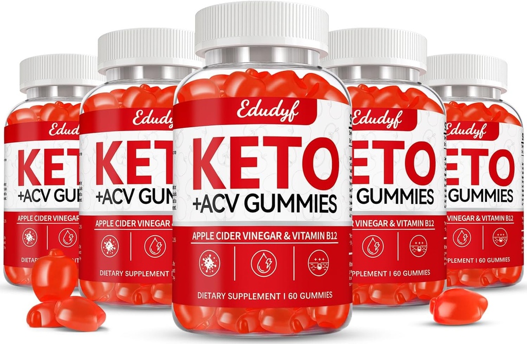 Keto ACV Gummies, Gluten & Sugar Free Apple Oţet de cidru pentru bărbaţi şi femei - 300 Gummies (1500 mg-5 pachet)