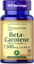 Puritan's Pride Beta Carotene Provitamin A 7,500 660 (5.000 IU), Immune System, Antioksi ve Eye Health Support, 100 Day Supply, 100 Hızlı Yayın Softgels