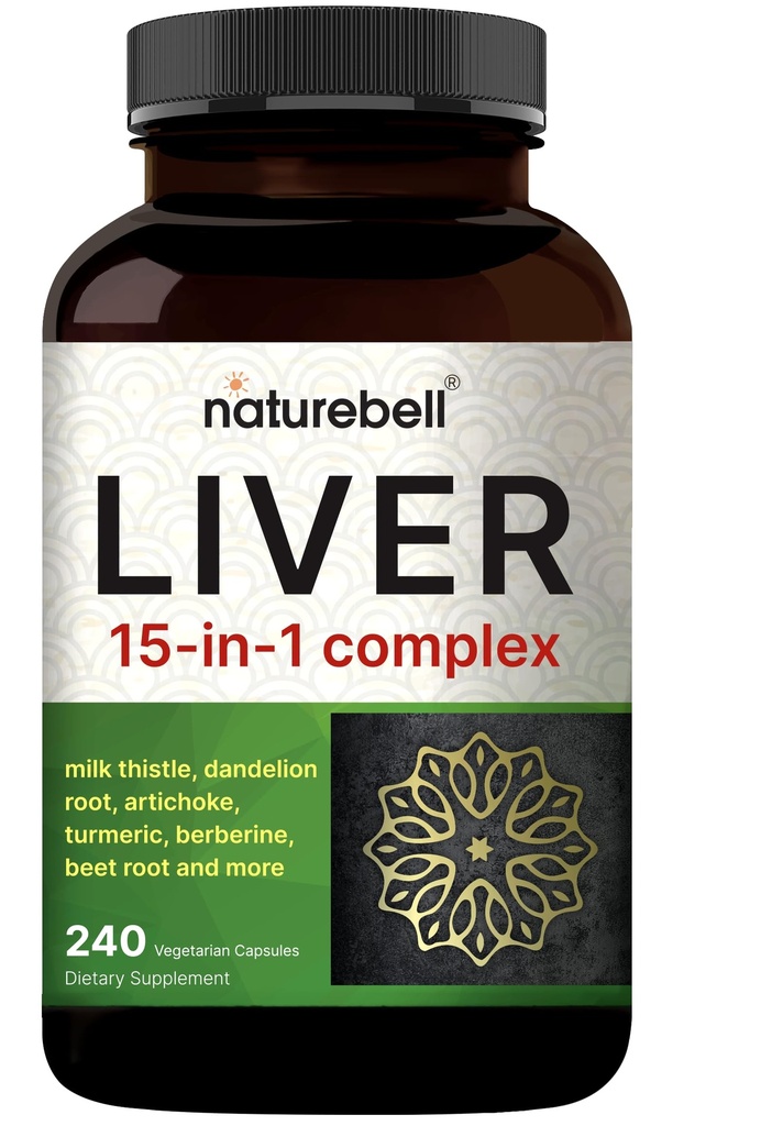 Liver 15-in-1 Complex, 240 Veggie Capsules | Herbal & Mineral Blend - Milk Thistle, Dandelion Root, Artichoke, Black Currant Oil, Turmeric, Chicory, Zinc, Choline, & More | Non-GMO