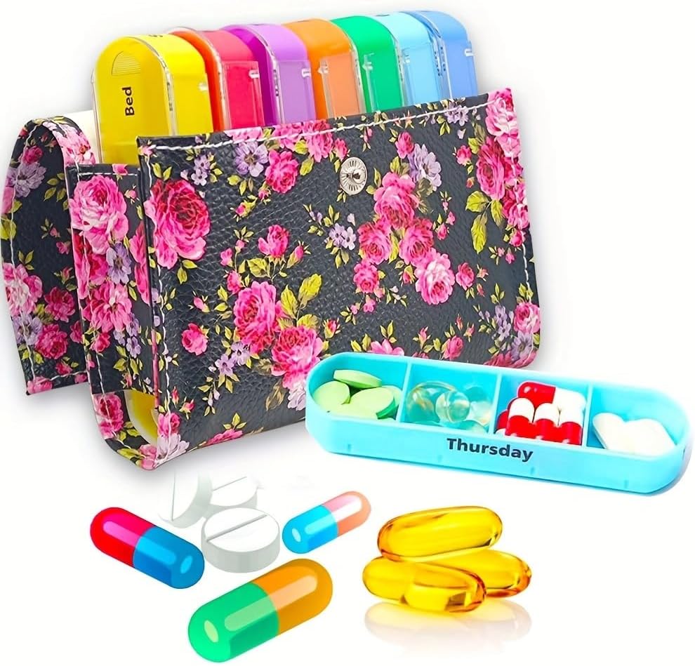 Cotygodniowe (7- Day) Pill Organizator - 4 razy dziennie Pill Dispensers i Organizator - Przenośny duży pojemność Pillbox dla olejów rybnych, Witaminy, Suplementy