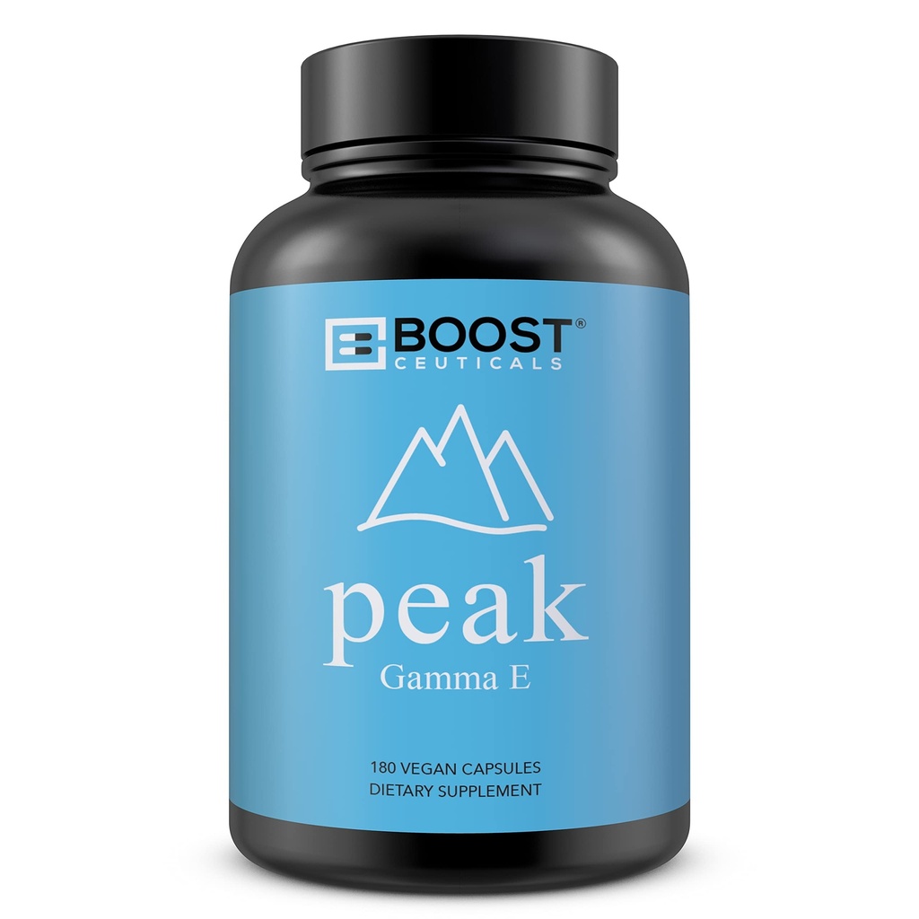 BoostCeuticals Gamma E 90mg Mixed Tocopherols - Inflammation Support, Heart Health, Nitrogen Free Radical Protection, Prostate Health, Omega 3 Synergy, Non-GMO 180 Vegan Capsules