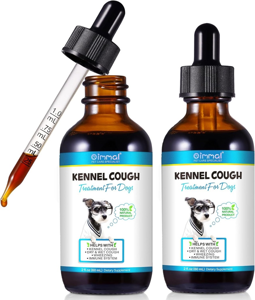 Kennel Cough for Dogs- Kennel Cough Treatment, Natural Cough Supplement for Dogs, Gentle Dog Congestion Relief, Liquid Dog Allergy Relief (2 Fl Oz (Pack of 2))