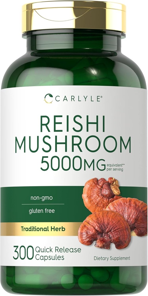 Carlyle Reishi 버섯 보충 5000mg | 300 캡슐 | Non-GMO, 글루텐 무료 Reishi 버섯 추출물