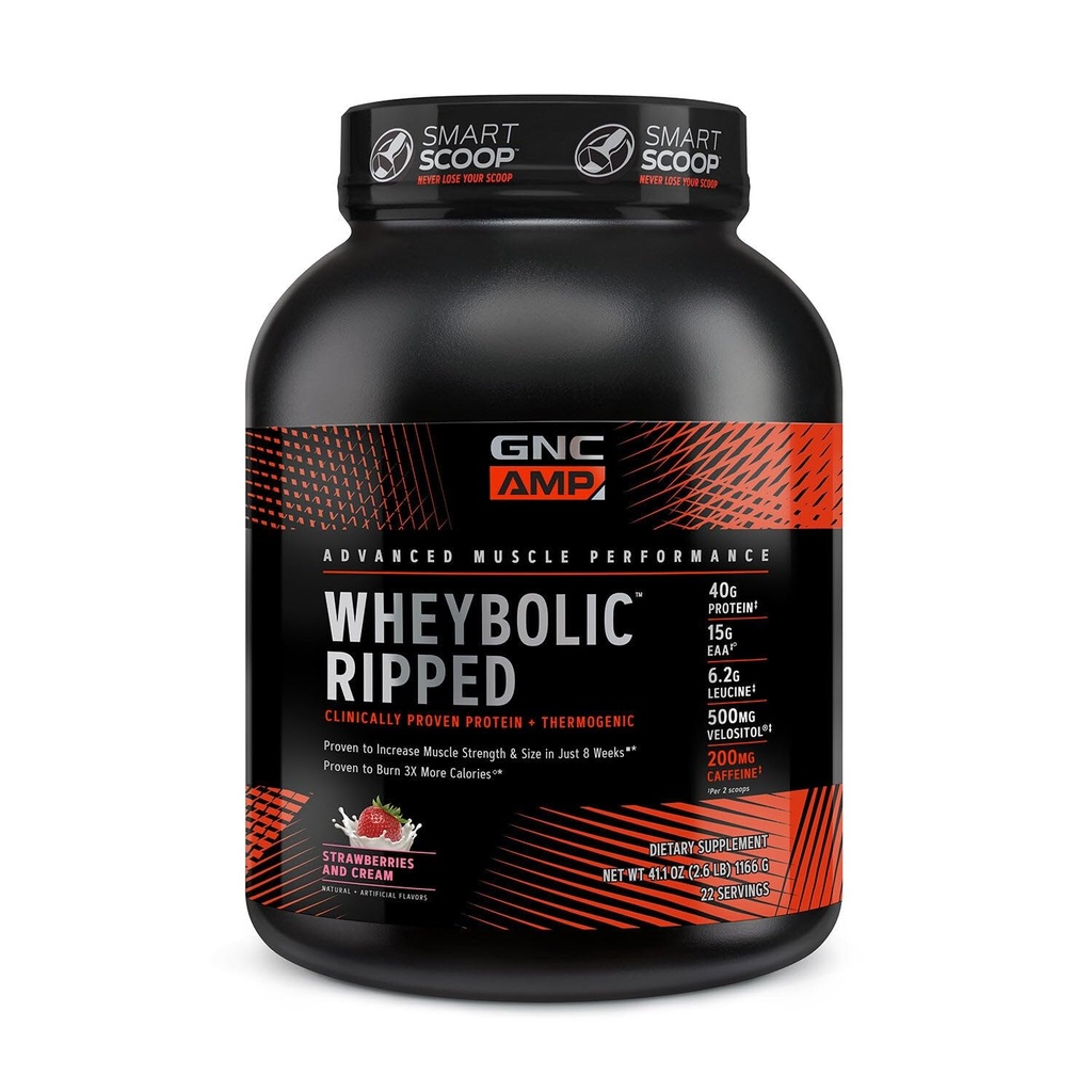 GNC AMP Wheybolic Ripped - Strawberries and Cream (22 Servings)
