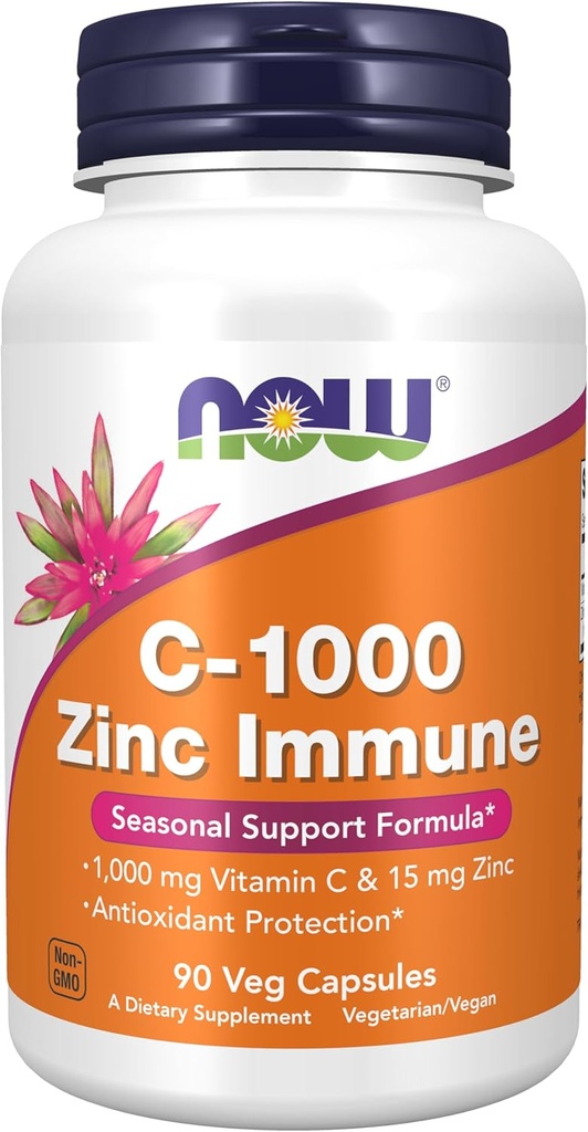 Nyní Potraviny doplňky, C-1000 & Zinek imunitní, Sezónní podpůrná formule *, Antioxidant Protection *, 90 Veg Kapsle