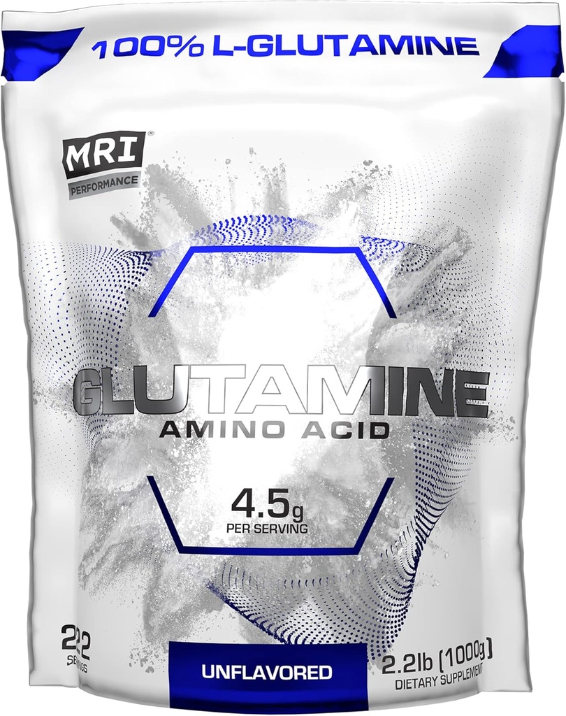 MRI Performancea L-Glutamine Powder, Pure Free-Form Aminoazidoa Berreskuratzeko, Gut & Muscle Support, Unflavored, Easy Mix, (222 Zerbitzu)