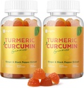Turmeric Curclusin Gummies with Black Peper 2 Pack, Turmeric and Ginger Supplement for Imumun Commitment Commitment, Sweary Free Gimmies for Inflamammation เวก้า