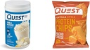 Quest Vanilla Milkshake Protein Powder, 24g Protein, 1.6lb + Quest Nacho Cheese Tortilla Style Protein Chips, 18g Protein, Pack of 12