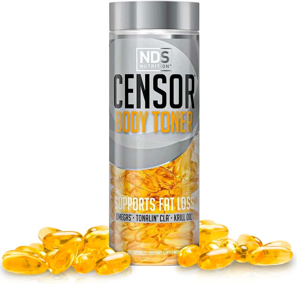 Censor NDS NTS Ntrition Fat Loss and Body Toner with CLA, Fish Oil, Safflower and Omega 3-6-9 Blend - Dietary Supplemen Impored Energy, Metabolisme and Health - 180 Softgels