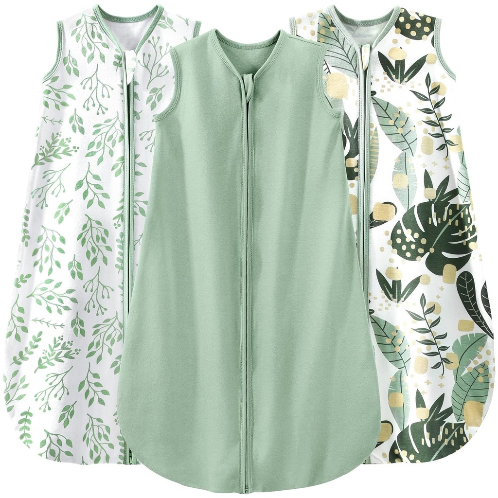 Yoofoss Baby Sleep Sack 0-6 mesiacov Opotrebiteľné Deka pre deti 100% Organická bavlna 2-Way Zipper TOG 0.5 Batoľa Spacie Vrece 3 balenia, Sleep Vrecia