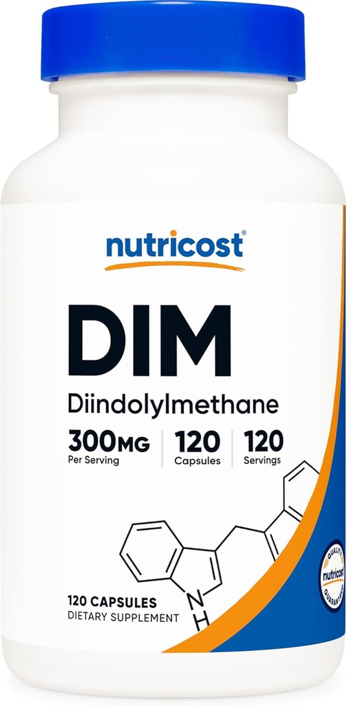 Nutricost DIM (дииндолилметан) Plus BioPerine 300mg, 120 Вегетариански капсули - До 4 месеца доставка, максимална сила DIM добавка