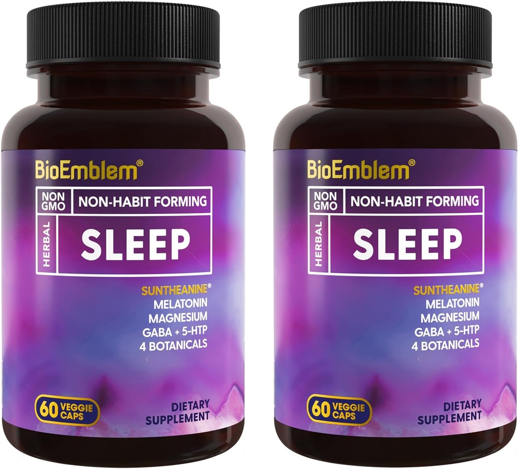 BioEmblem Natural Sleep Aid za odrasle z Melatonin, Valerian Root, Suntheanin & More 