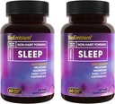 BioEmblem naturlig søvnhjelp for voksne med melatonin, valerisk rot, solteanin og mer | Sunn søvn supplement | Herbal sovepiller | 60 kapsler, 2 pakke