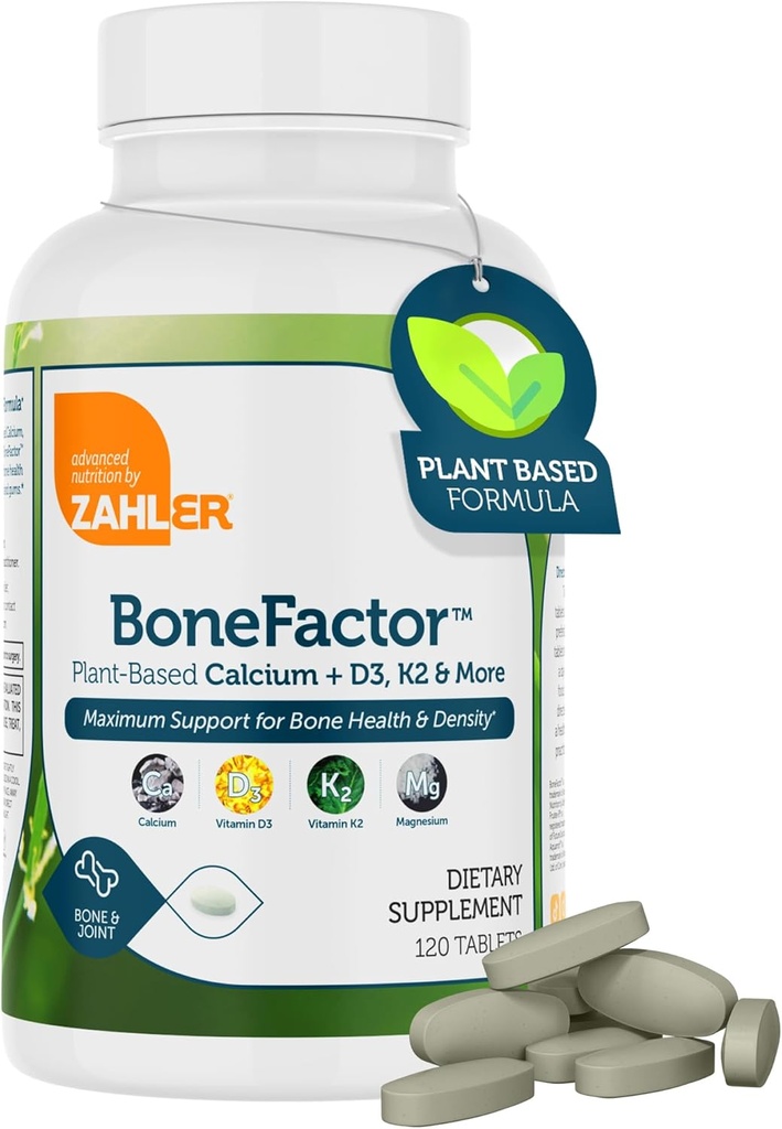Zahler Bonefactor, Bone Strength Supplement som innehåller kalcium, vitamin D, vitamin K och Magnesium, Certified Kosher, 120 tabletter
