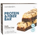 Wonderslim High Fiber Protein Bares, Fluffy S'more Crisp □ 15g Protein, 8g Fiber □ Baixo açúcar, Baixo carboidrato