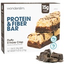 Wonderslim High Fiber Protein Bars, Fluffy S'more Crisp | 15g Protein, 8g Fiber | Low Sugar, Low Carb | Healthy Indulgence | Satisfying, Supports Energy & On-the-Go Convenience, 7 Pack