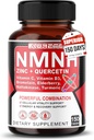 NMNH 600 mg z cynku, Quercetin, Witamina D3, Elderberry i Nattokinaza - Codzienne Cellular Wellness & Healthy Aging Support - 150 Kapsułki - Made in USA